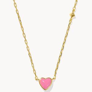 Kendra Scott Demi Fine 18k Gold Vermeil Heart Pendant Necklace in Pink Enamel